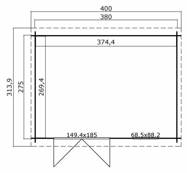 Blokhut Amira 380 x 275 cm - Afbeelding 6