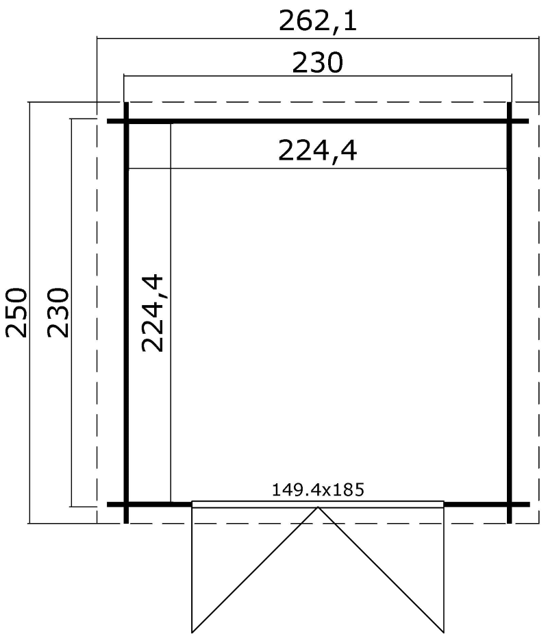Blokhut Ingo 230 x 230 cm - Afbeelding 6