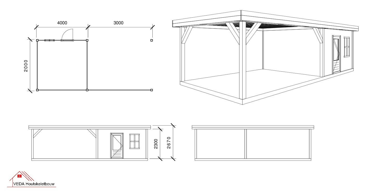 Douglas tuinhuis Bo 2 - 700 x 200 cm - Afbeelding 2