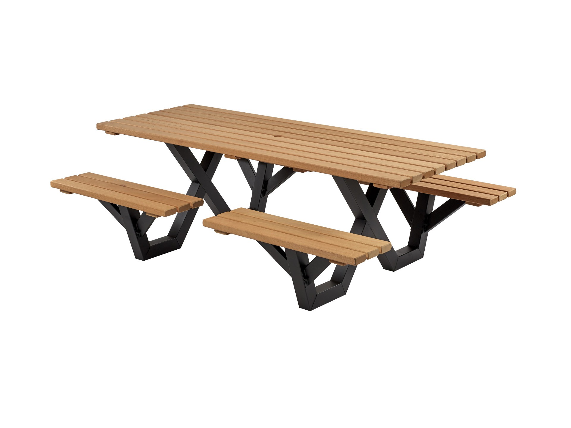 Picknicktafel hardhout met metalen frame - open instap - Afbeelding 2