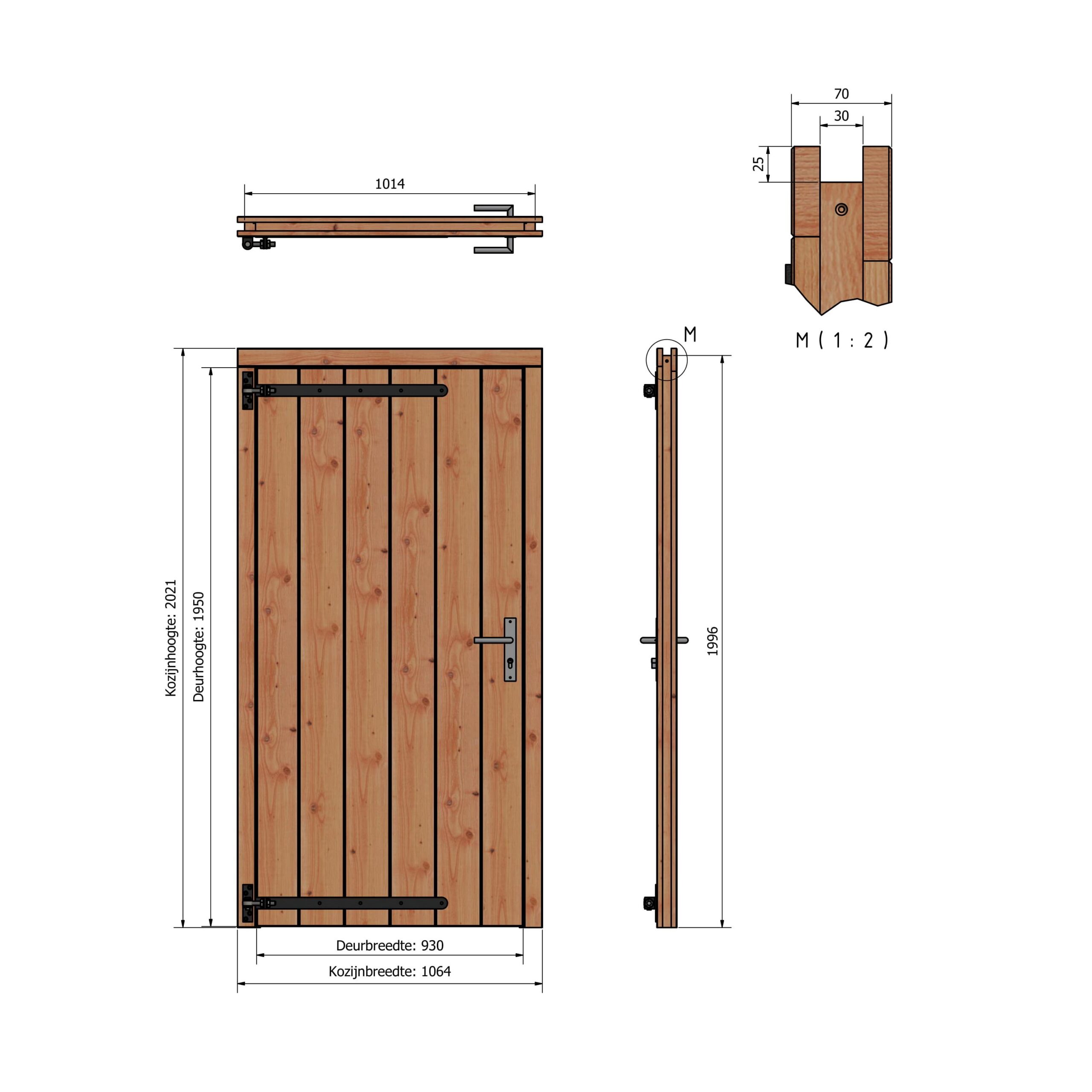 Enkele opgeklampte deur blind 93 x 195 cm - Afbeelding 3