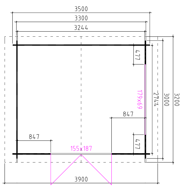 blokhut interflex 3530K Plattegrond_tuinartikelenoutlet